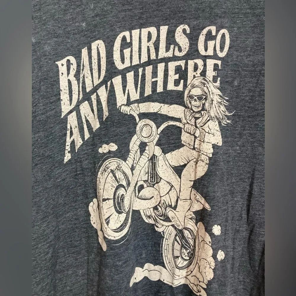 Torrid Biker Graphic T w/ cool woman skeleton on motorcycle